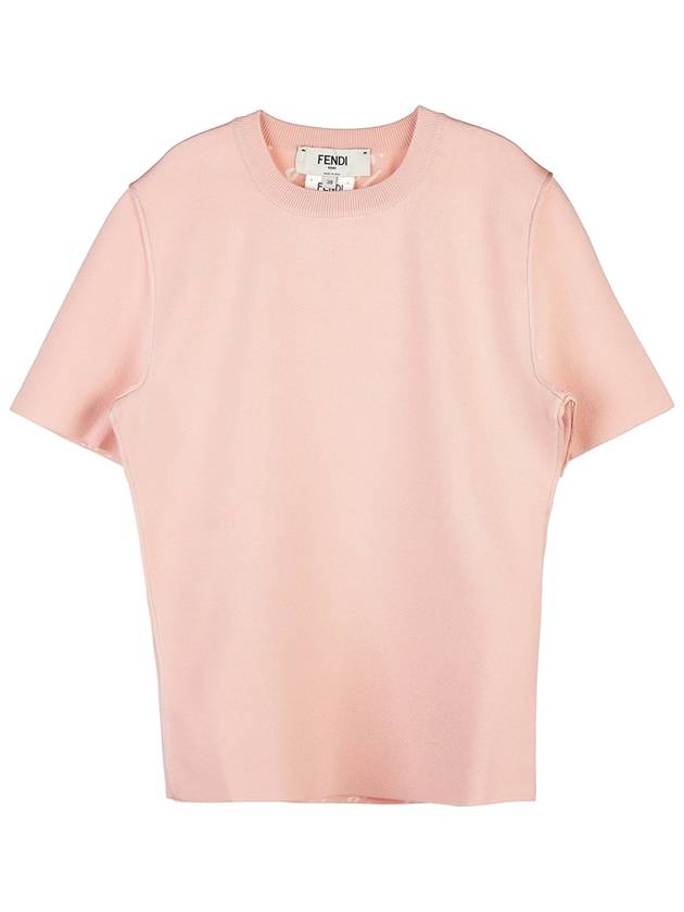 Knit Short Sleeve T-Shirt Pink - FENDI - BALAAN 2