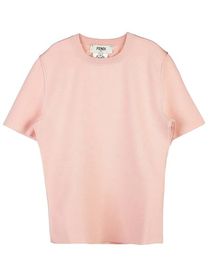 Knit Short Sleeve T-Shirt Pink - FENDI - BALAAN 2