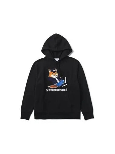 Maison Kitsune DRESSED FOX PRINT RELAXED HOODIE BLACK - MAISON KITSUNE - BALAAN 1