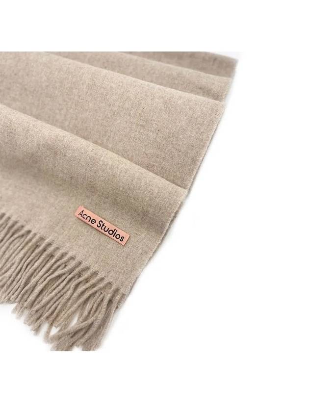 Logo Wool Fringe Scarf Oatmeal Melange - ACNE STUDIOS - BALAAN 3