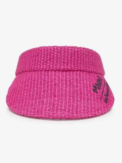 Embroidered Logo Touch Strap Raffia Visor Hat Pink - MARNI - BALAAN 2