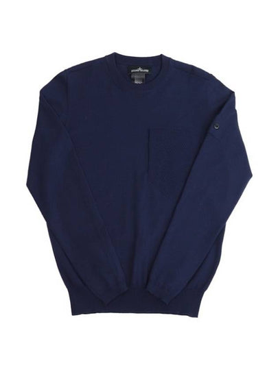 Shadow Project Pocket Crew Neck Knit Top Navy - STONE ISLAND - BALAAN 2