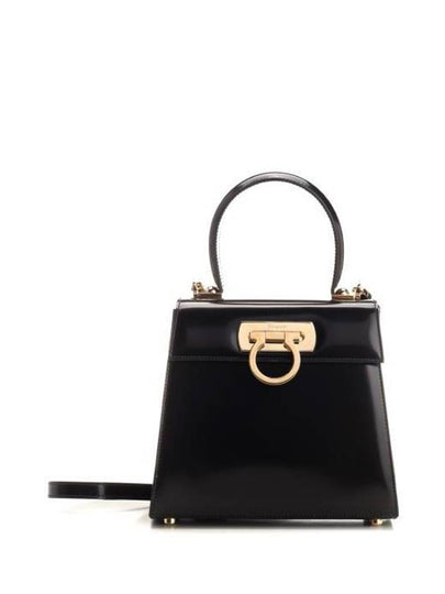 Iconic Top Handle Small Tote Bag Black - SALVATORE FERRAGAMO - BALAAN 2