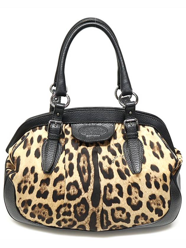 Black Leather Leopard Print ANIMALIER Large Shoulder Bag - DOLCE&GABBANA - BALAAN 1