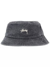 Washed Stock Bucket Hat Charcoal - STUSSY - BALAAN.