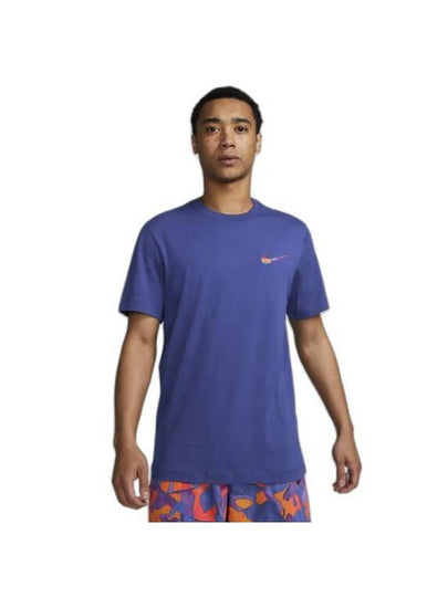 Men's NSW Club Swoosh Print Sport Short Sleeve T-Shirt Blue - NIKE - BALAAN 2