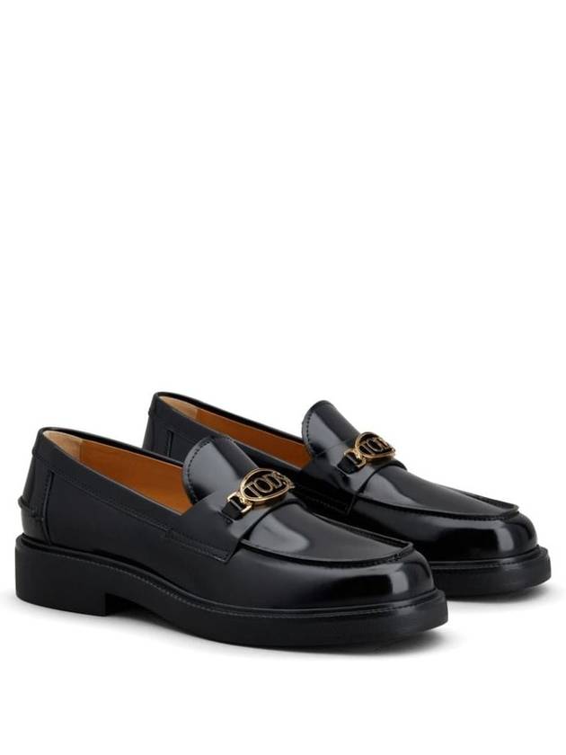 Metal Logo Leather Loafers Black - TOD'S - BALAAN 5