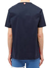 Men's Medium Weight Jersey Tipped Pocket Crewneck Short Short Sleeve T-Shirt Navy - THOM BROWNE - BALAAN 7