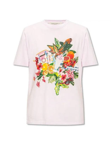 Golden Goose Printed T shirt Women s Pink Tropical Print Short Sleeve - GOLDEN GOOSE - BALAAN 1