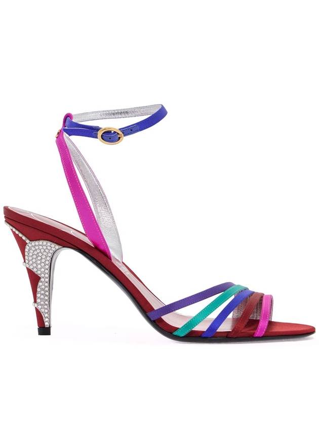 multicolor high heel sandals with strass in calfskin and red sole - VALENTINO - BALAAN 1