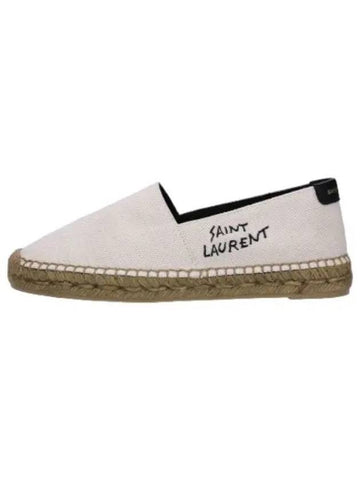 Logo embroidered espadrille natural beige - SAINT LAURENT - BALAAN 1