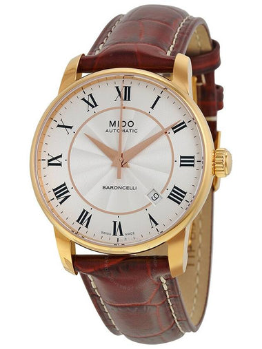 Mido Baroncelli Silver Dial Brown Leather Men's Watch M86002218 - MIDO - BALAAN 1