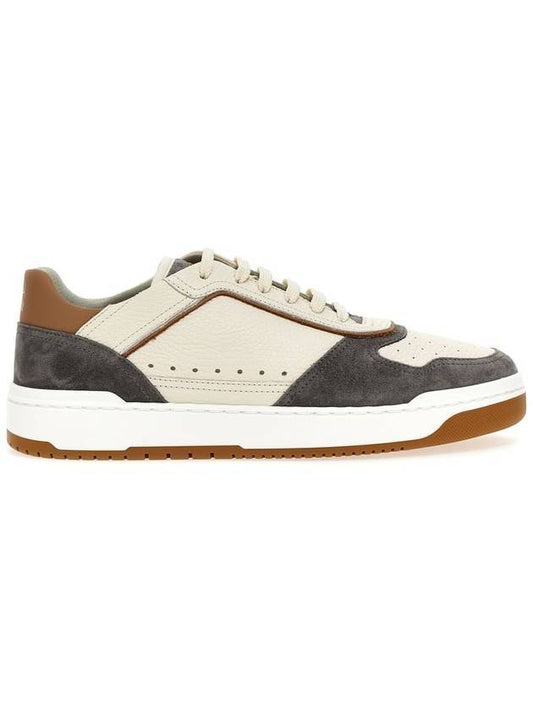 color block low top sneakers beige gray - BRUNELLO CUCINELLI - BALAAN.