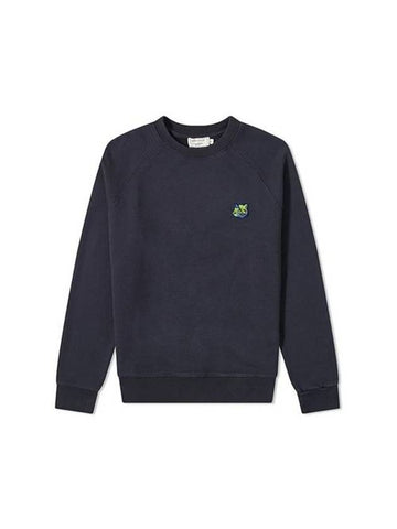 Neon Fox Patch Cotton Sweatshirt Navy - MAISON KITSUNE - BALAAN 1