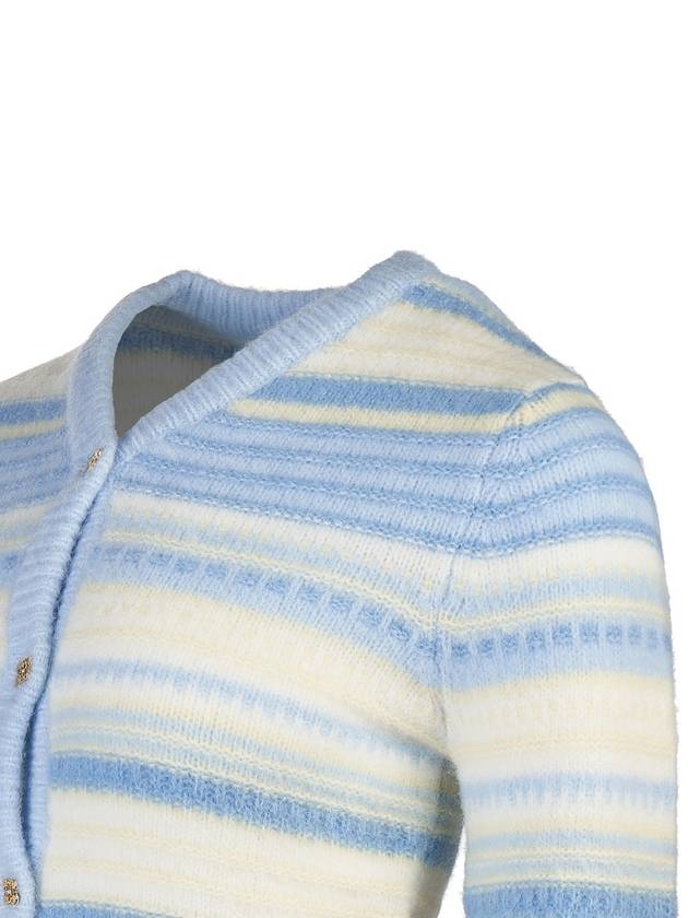 Striped Soft Wool Cardigan Light Blue - GANNI - BALAAN 6