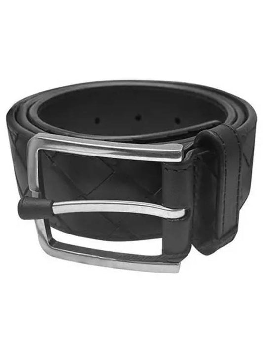 Intrecciato Leather Belt Black - BOTTEGA VENETA - BALAAN 2