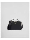 Medium Brique Saffiano Leather Cross Bag Black - PRADA - BALAAN 2