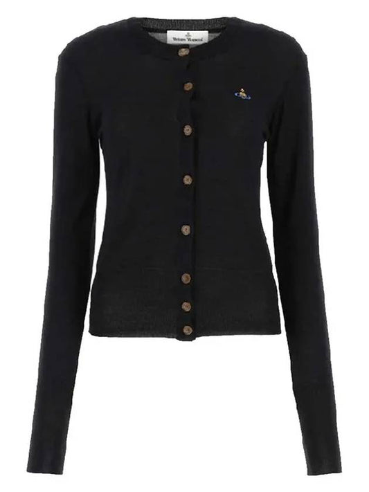 Women's ORB Embroidered Logo Cardigan Black - VIVIENNE WESTWOOD - BALAAN 2