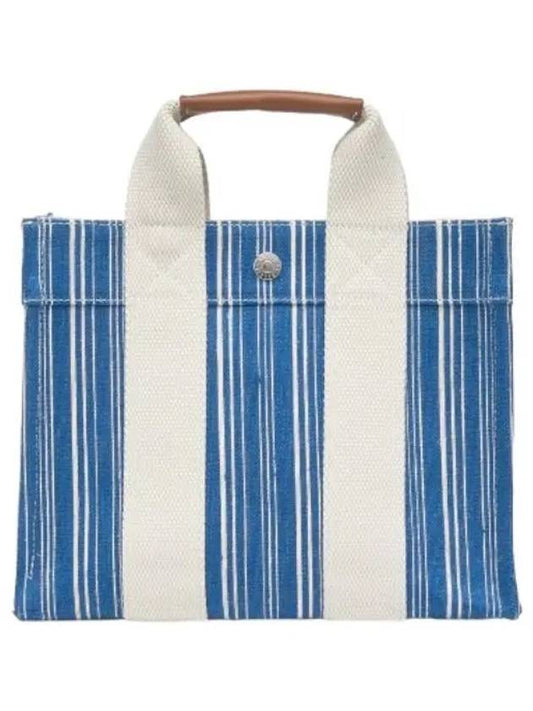 Striped Linen Tote Bag Blue Handbag - RUE DE VERNEUIL - BALAAN 1