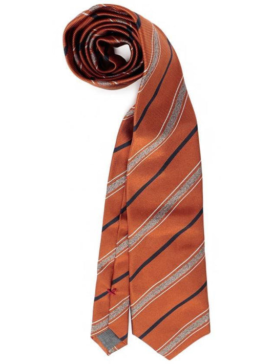 Striped Silk Tie Orange - BRUNELLO CUCINELLI - BALAAN 1