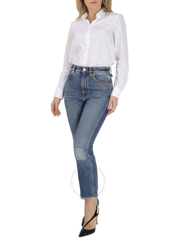 Givenchy Ladies Medium Blue Chain Detail Straight-leg Cropped Jeans, Waist Size 26" - GIVENCHY - BALAAN 3