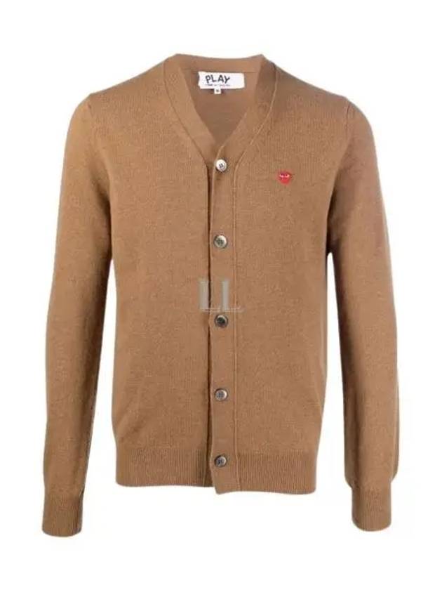 Mini Heart Wappen Wool Cardigan Brown - COMME DES GARCONS - BALAAN 2