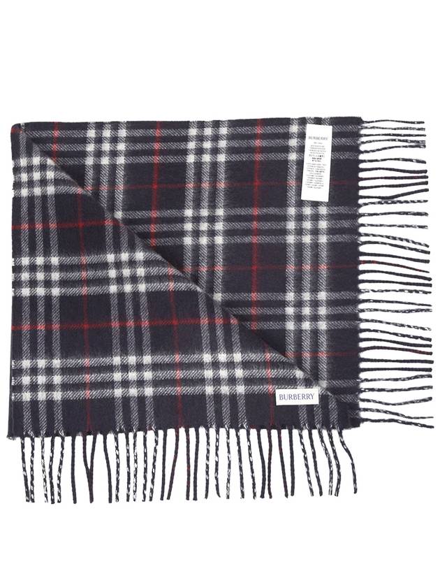 Reversible Check Print Cashmere Scarf Navy - BURBERRY - BALAAN 4