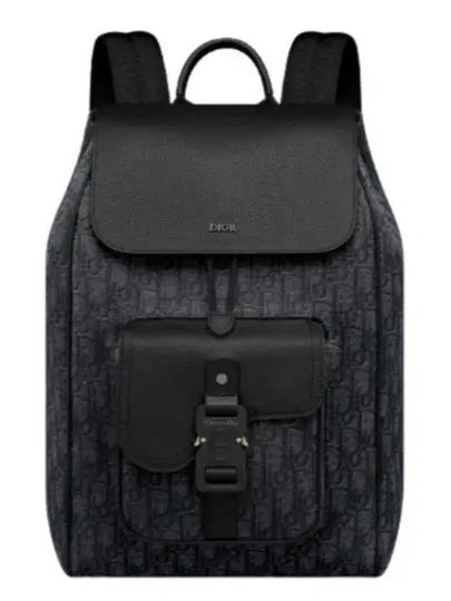 Saddle Oblique Jacquard Grained Calfskin Backpack Black - DIOR - BALAAN 2