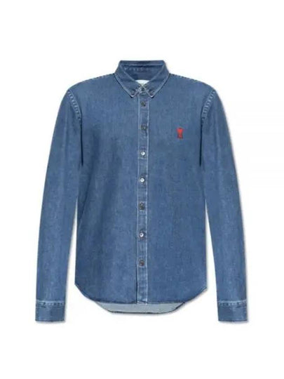 De Coeur Embroidered Denim Long Sleeve Shirt Blue - AMI - BALAAN 2