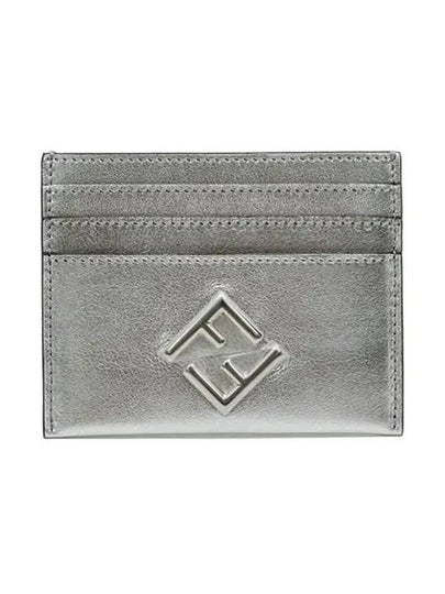 FF Diamonds Laminated Leather Flat Card Wallet Silver - FENDI - BALAAN 2