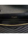 Envelope Chain Leather Half Wallet Black - SAINT LAURENT - BALAAN 9