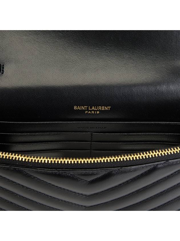 Envelope Chain Leather Half Wallet Black - SAINT LAURENT - BALAAN 9