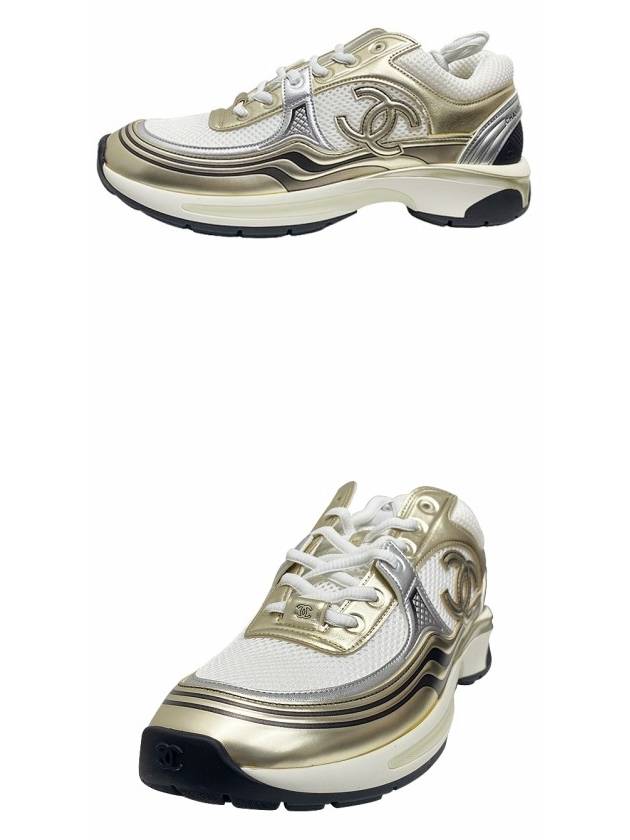 Fabric Laminated Low Top Sneakers Gold - CHANEL - BALAAN 5