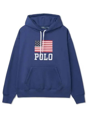 30 Pay W Logo Flag Oversized Fleece Hoodie Blue - POLO RALPH LAUREN - BALAAN 1