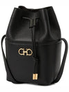 Gancini Mini Bucket Bag Black - SALVATORE FERRAGAMO - BALAAN 3