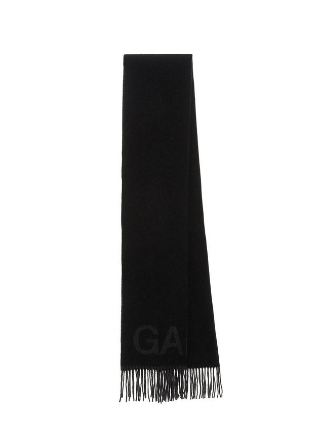 Logo Wool Muffler Black - GANNI - BALAAN 1