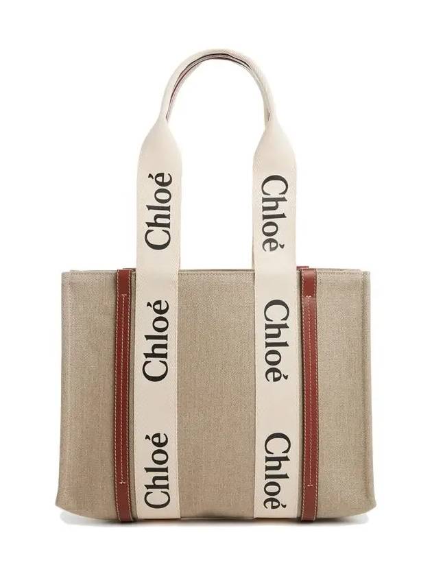 Woody Canvas Medium Tote Bag Brown - CHLOE - BALAAN 2