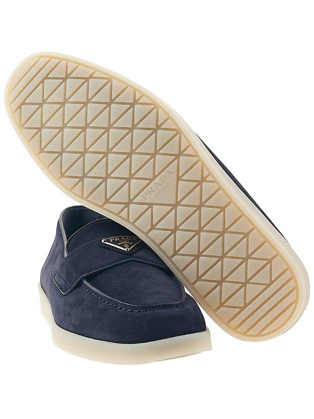 Triangle Logo Suede Loafers Navy - PRADA - BALAAN 6