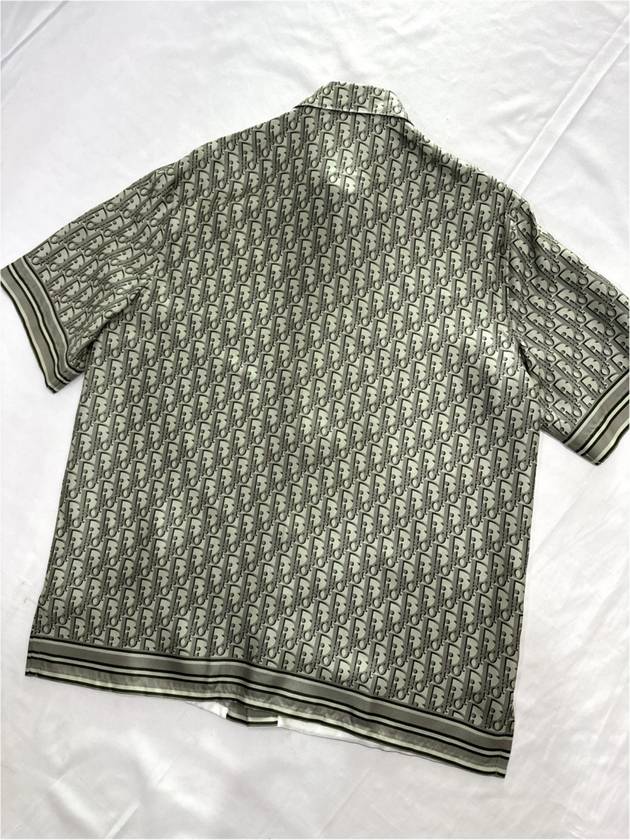 39 Men s Oblique Silk Twill Hawaiian Short Sleeve Shirt Khaki - DIOR - BALAAN 6