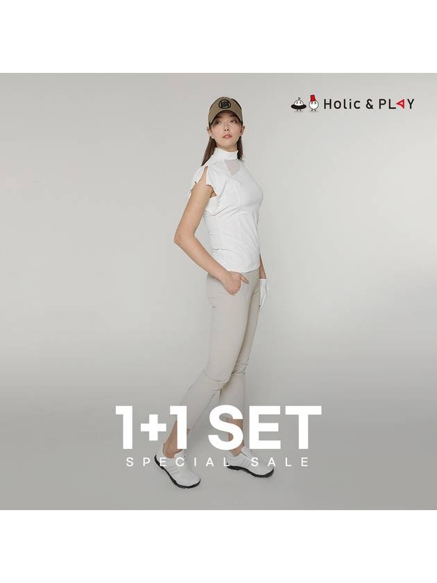 SET Women s Mesh High Neck T Shirt Slit Bottom Pants - HOLIC&PLAY - BALAAN 1