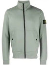 Men's Wappen Patch Cotton Zip Up Jacket Green - STONE ISLAND - BALAAN 2