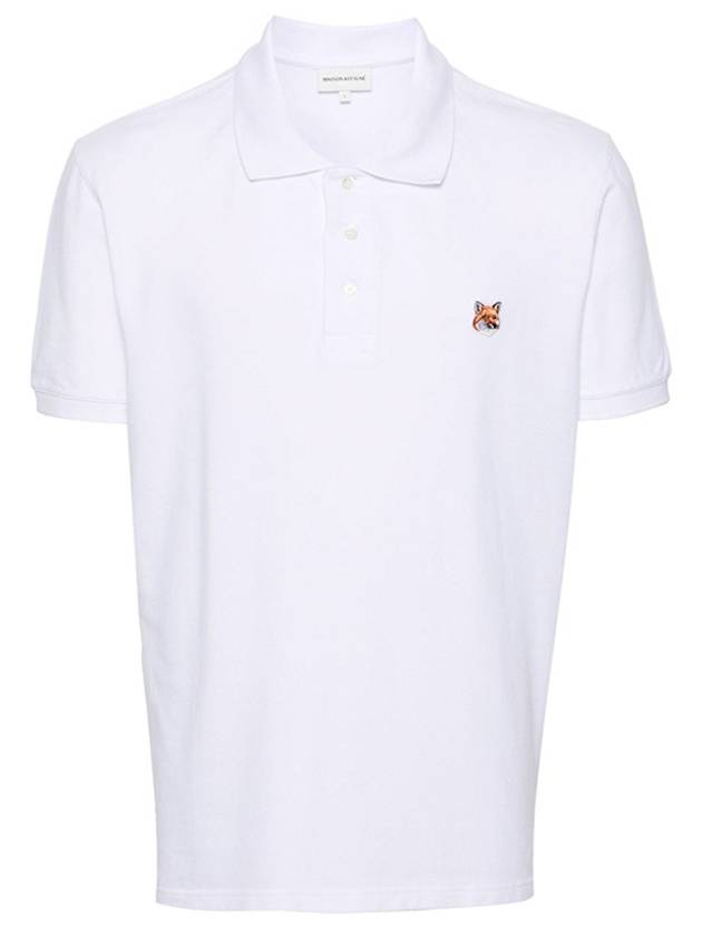 Fox Head Patch Cotton Polo Shirt White - MAISON KITSUNE - BALAAN 3