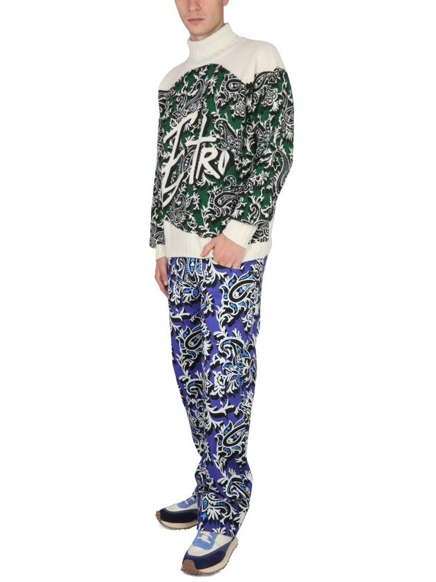 Paisley Wool Alpaca Turtleneck Green - ETRO - BALAAN 3