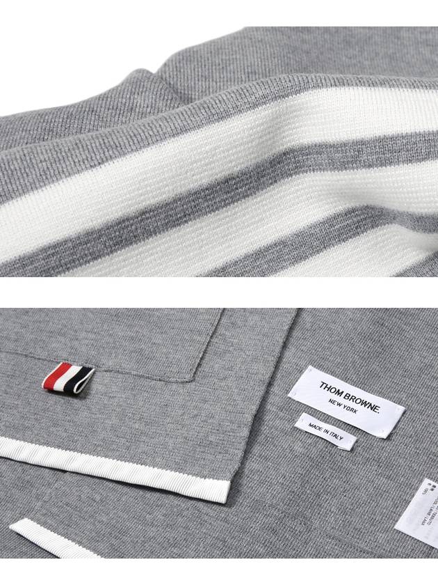 Milano Stitch Merino Tipping 4 Bar Pocket Muffler Light Gray - THOM BROWNE - BALAAN.