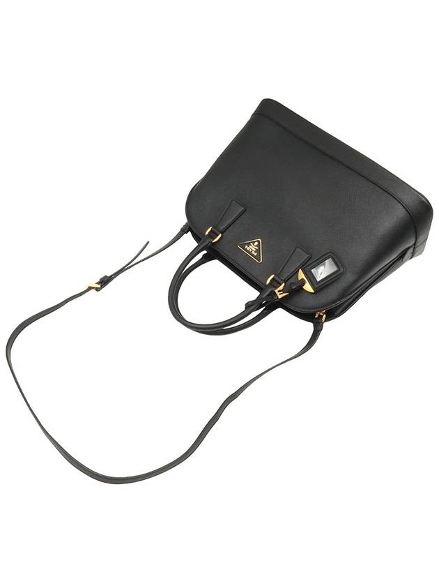 Black Saffiano Leather Gold Triangle Logo Bowling 2WAY BN2558 - PRADA - BALAAN 6