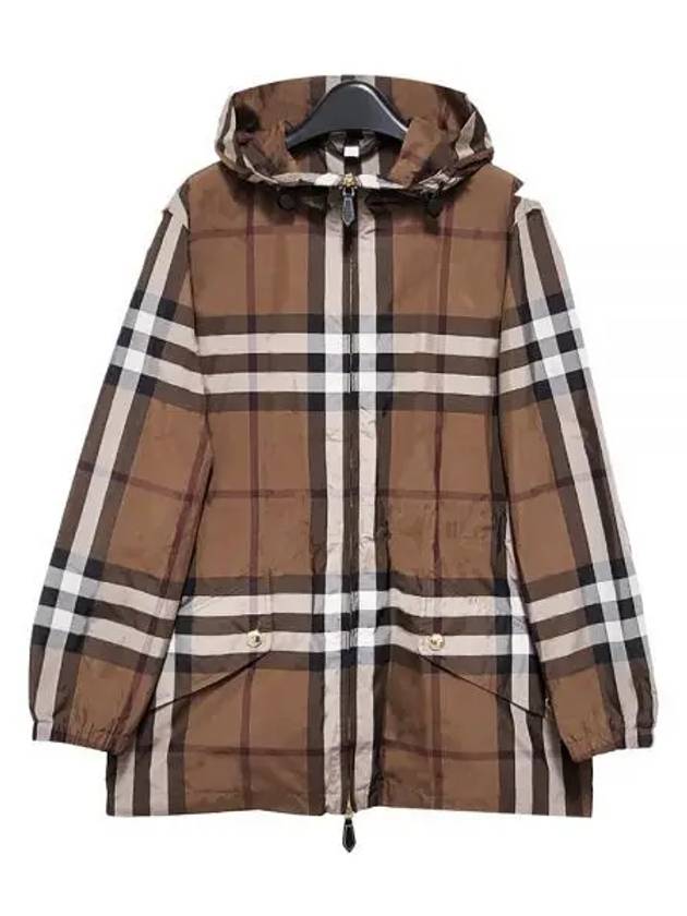 Women's Check Light Hooded Jacket Brown - BURBERRY - BALAAN 2