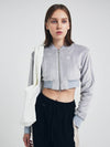 Soft Velvet Cropped Bomber Jacket Gray - SAY-_YEON - BALAAN 1