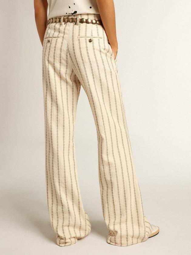 Women's Jacquard Motif Cotton Wide Pants Cream - GOLDEN GOOSE - BALAAN 4