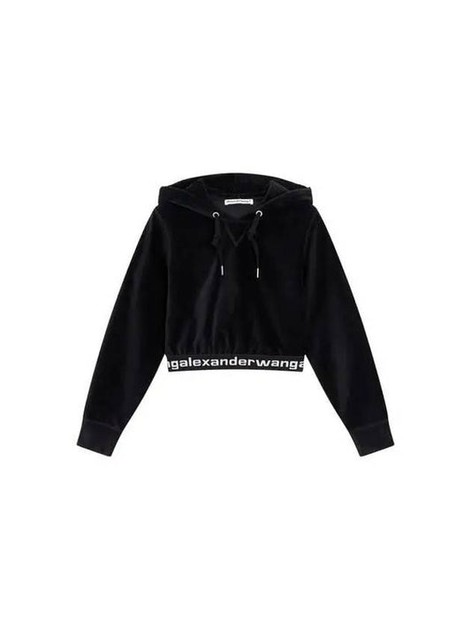 Corduroy logo hooded sweatshirt black 270734 - ALEXANDER WANG - BALAAN 1