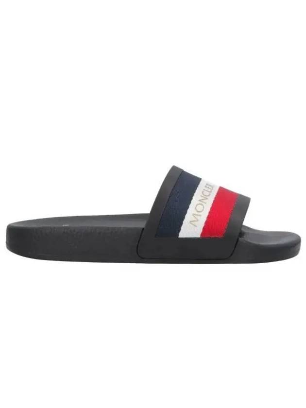 Basil Logo Emboss Striped Slippers Black - MONCLER - BALAAN 2